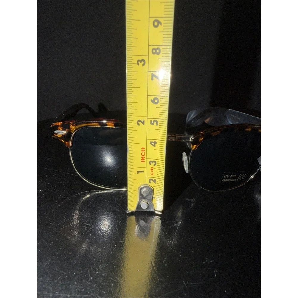 OWL Browline Half Frame Sunglasses Leopard Shell Brown Frame Tinted UV400